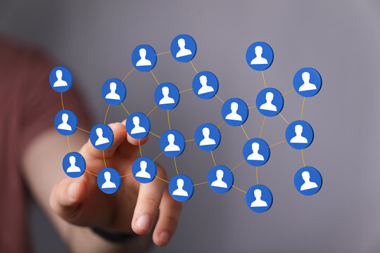 Abstract image of a network, connected people, digital communication, social connections, global networking, co