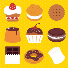ポップで可愛いお菓子の集合イラスト