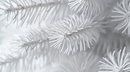 Close-up of a white Christmas tree, detailed texture and design.