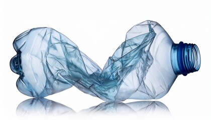 Compressed Plastic Bottle For Recycling Isolated On White Or Transparent Background