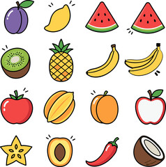 set of fruits and berries you can make to sticker art cut to the homework in class