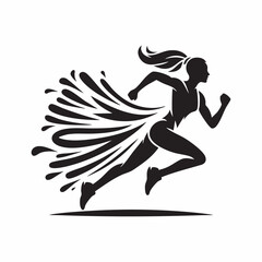 Naklejka premium Silhouette of running woman with splash effect