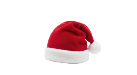 Red Santa Hat with White Pom-Pom on a Transparent Background PNG Image PNG File