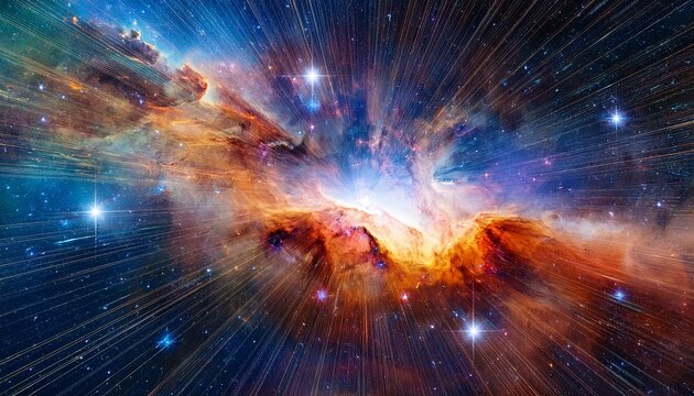 majestic cosmic nebula and radiant starlight explosion in deep space
