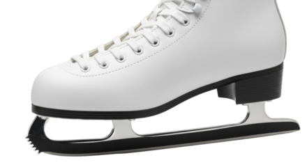  White Ice Skate with Laces and Blade on a Transparent Background PNG Image, Winter Sport Equipment PNG File