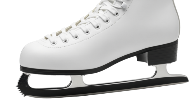 White Ice Skate with Laces and Blade on a Transparent Background PNG Image, Winter Sport Equipment PNG File