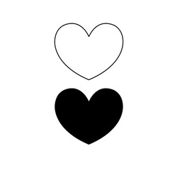 Black Heart Set Vector Illustration: Filled and Outline Design