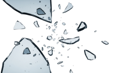  Shattered glass fragments on a transparent background, explosion of broken transparent pane, PNG image, broken pieces PNG file