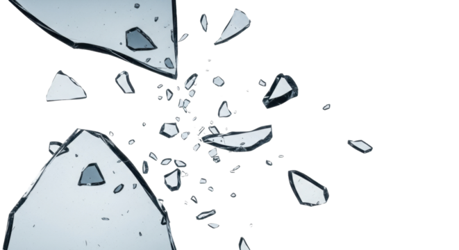  Shattered glass fragments on a transparent background, explosion of broken transparent pane, PNG image, broken pieces PNG file