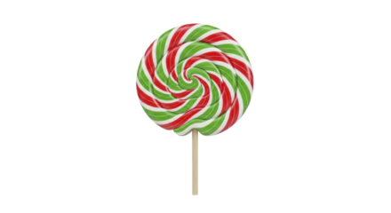Christmas red green white spiral lollipop sweet candy treat on a transparent background, PNG image, PNG file