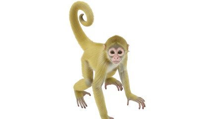 Adorable yellow monkey PNG isolated on transparent background, cute primate with curly tail for design projects and animal themes © Hughes
