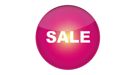 Shiny pink sale button PNG isolated on transparent background, promotional graphic for marketing and advertising campaigns