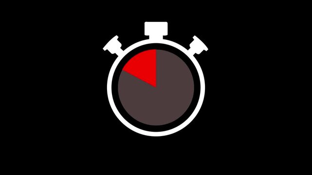 Timer Icon Animation countdown chronometer symbol isolated in black background. simple stopwatch animated sign. 4K animation.!