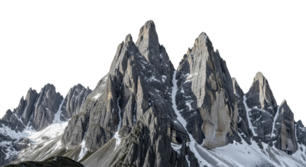 Rugged snow-capped mountain peaks on a transparent background, PNG image, PNG file