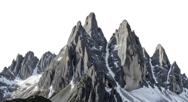 Rugged snow-capped mountain peaks on a transparent background, PNG image, PNG file