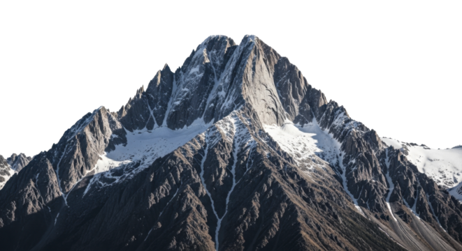  Majestic Snowy Mountain Peak for Winter Holiday on a transparent background PNG image