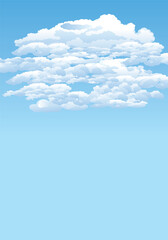 Bright Blue Sky Filled with Soft White Cumulus Clouds Illustration