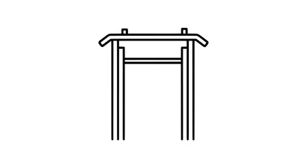 Minimalist Black Outline Icon: Security Portal Archway with Double-Line Frame and Rounded Top Bar