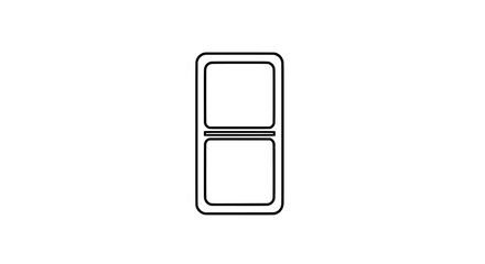 Single Black Outlined Domino-like Icon with Rounded Corners, Double Exterior Border, and Divided Interior on a White Background