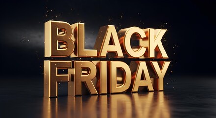 Golden Text 3D Black Friday Luxury Banner
