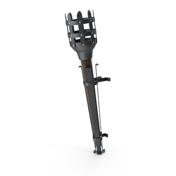 Medieval metal wall torch with pointed holder and rustic dark finish