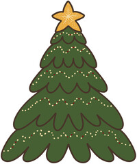 green christmas tree with shining star 