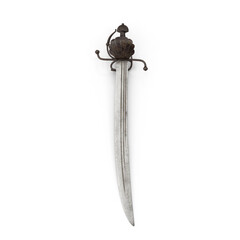 Antique pirate sword with dark handle and aged steel blade