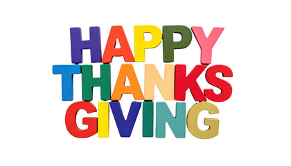 Colorful Letters Spelling Happy Thanksgiving Greeting for Festive Autumn Celebration