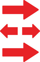 Set of Bold Red Arrow Vector Icons, Indicating Forward Direction, Back and Forth Movement, Navigation, and Warning or Alert Symbols
