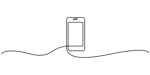 Smartphone continuous single line drawing minimalist style vector illustration