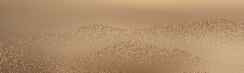 Abstract golden sand dunes landscape with dramatic ridges and smooth flowing forms.