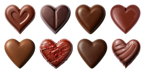 PNG Heart-shaped chocolates, diverse designs, element set on transparent background