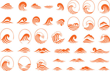 Set of ocean waves collection illustration