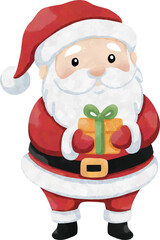 Cute Santa Claus Watercolor Clipart Set | 12 Christmas Santa Illustrations | Holiday PNG Bundle