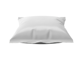 Blank flow pack mockup isolated PNG on transparent background, pillow pouch for food packaging and branding presentation