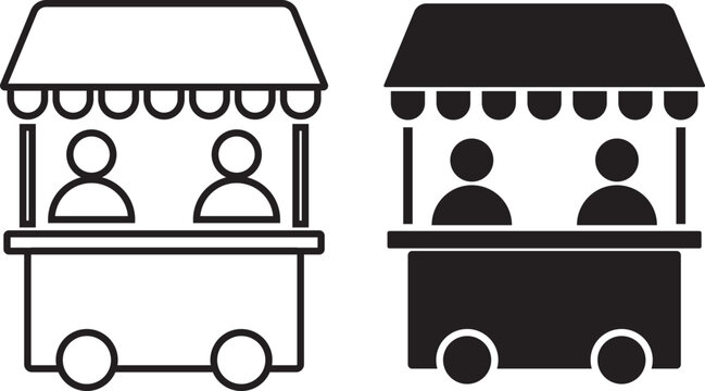 Food stall icon set. vendor selling cake food. Street Food icons. grocery symbols. vendor selling cake food. Street Food icons. design element logo template