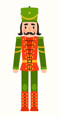 Christmas Nutcracker in a hat. A traditional wooden toy soldier.