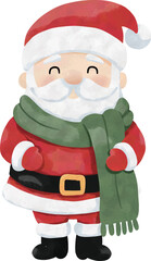 Cute Santa Claus Watercolor Clipart Set | 12 Christmas Santa Illustrations | Holiday PNG Bundle