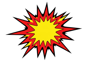 Comic book explosion PNG isolated on transparent background, retro pop art style burst with red and yellow colors for graphic design and creative projects