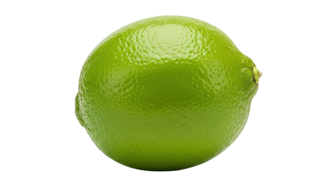 Fresh green lime isolated PNG on transparent background, vibrant citrus fruit for healthy eating and tropical drink garnish