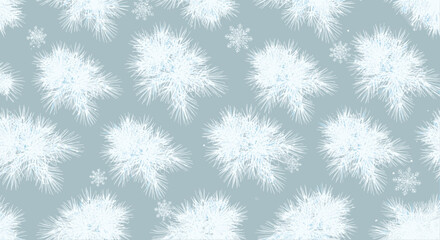 Winter background with snowflakes pattern on light blue.