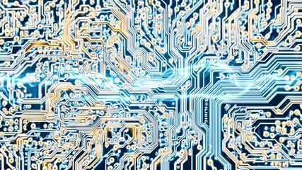 Secure digital circuit lock on blue and yellow circuit board - Powered by Adobe