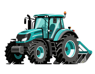Obraz premium Modern turquoise tractor with large tires and front loader
