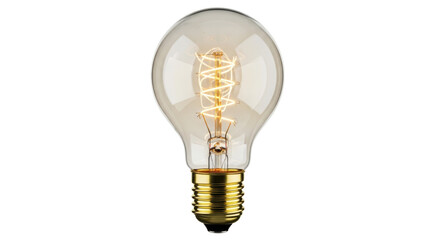 Vintage Edison light bulb PNG isolated on transparent background, antique style filament lamp for retro design and decoration