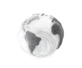 Stylized earth globe with intricate patterns, isolated on transparent background