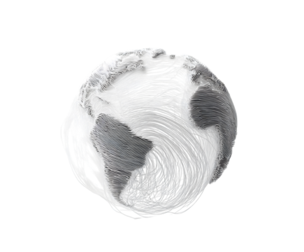 Stylized earth globe with intricate patterns, isolated on transparent background