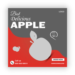 Apple Fresh fruits social media post design template