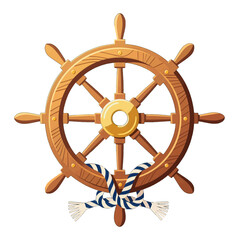 Wooden Ship Wheel with Nautical Rope