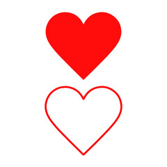 Red Heart Set Vector Illustration: Solid and Line Art Icons