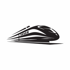 Black and white icon of a modern high speed train